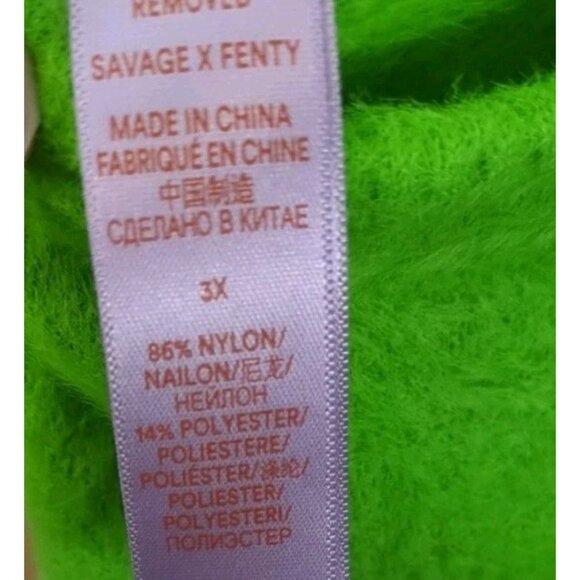 Savage X Fenty Fluff It Up Backless Catsuit Green Fuzzy Soft Jumpsuit 3X New - Picture 8 of 9